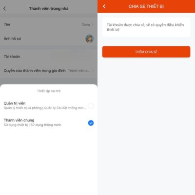 Chia sẻ quyền điều khiển thông qua điện thoại