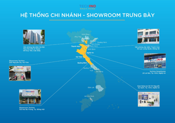 Hệ thống chi nhánh - showroom trung bày của Techino